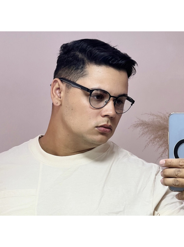 Armação de Óculos 5510 Redondo Preto e Cinza